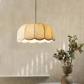 Suspension moderne en tissu beige, abat-jour simple