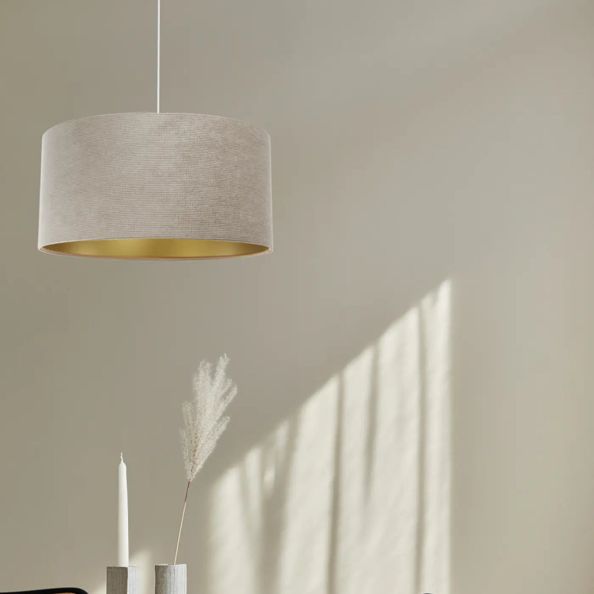 Suspension en tissu beige et doré, moderne, tailles S, M et L