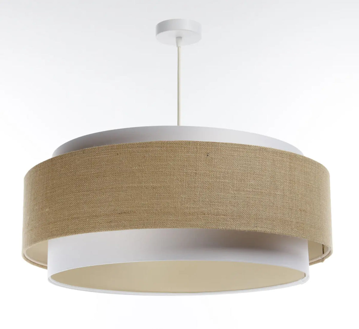 Suspension en tissu blanc, beige et écru, tons naturels