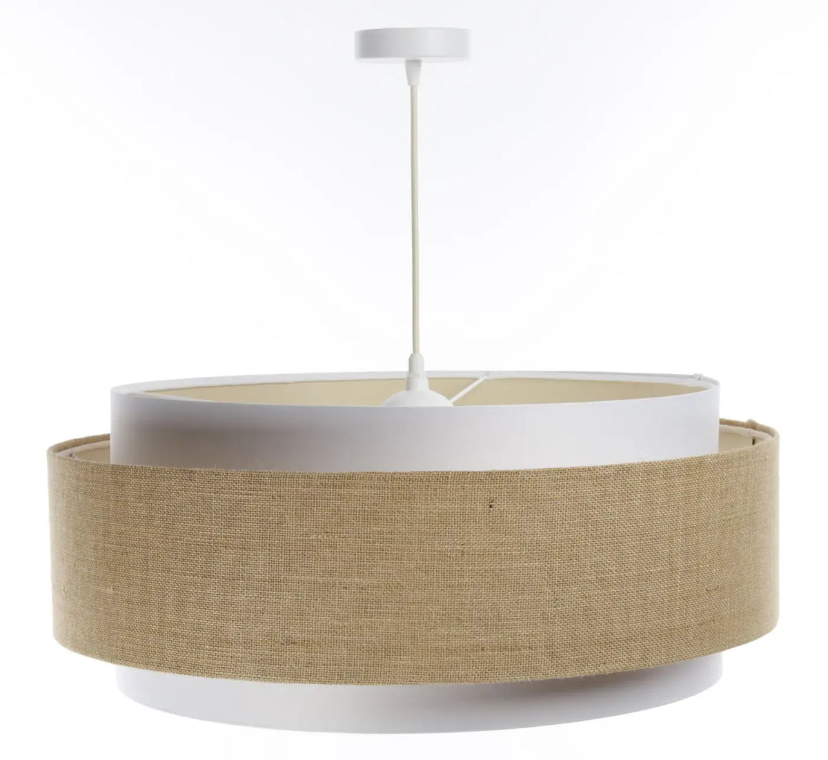 Suspension en tissu blanc, beige et écru, tons naturels