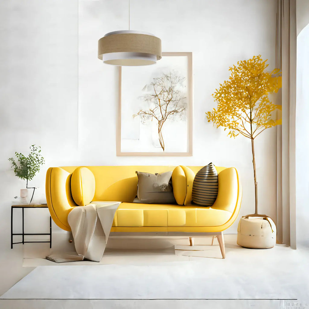 Suspension en tissu blanc, beige et écru, tons naturels