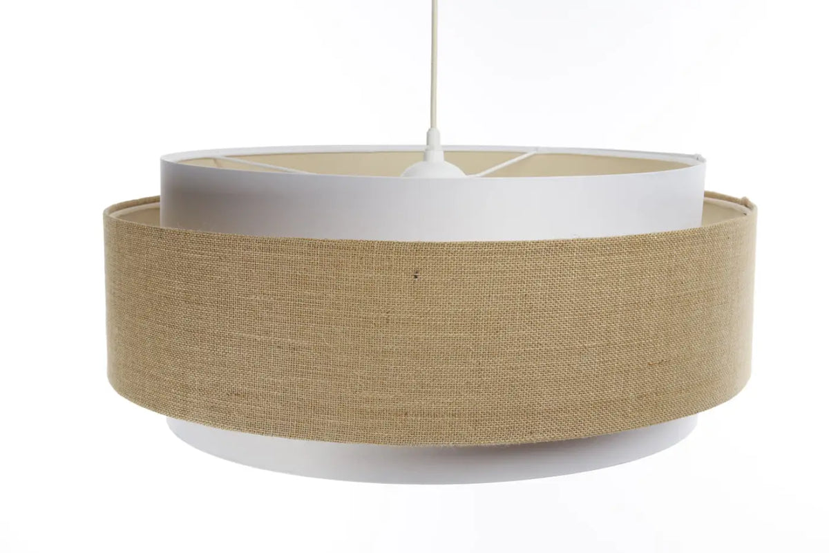 Suspension en tissu blanc, beige et écru, tons naturels
