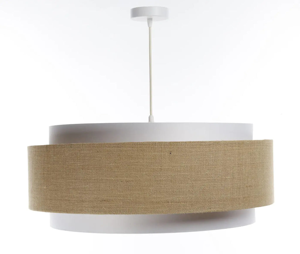 Suspension en tissu blanc, beige et écru, tons naturels