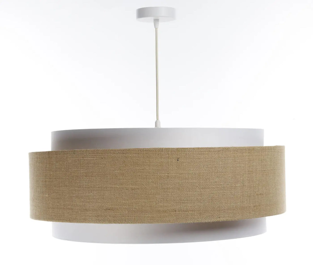 Suspension en tissu blanc, beige et écru, tons naturels