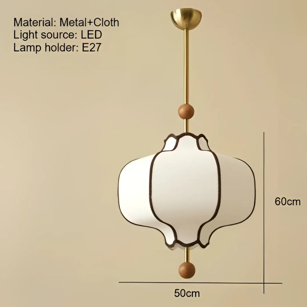Suspension chic en tissu blanc, trois teintes de lumière