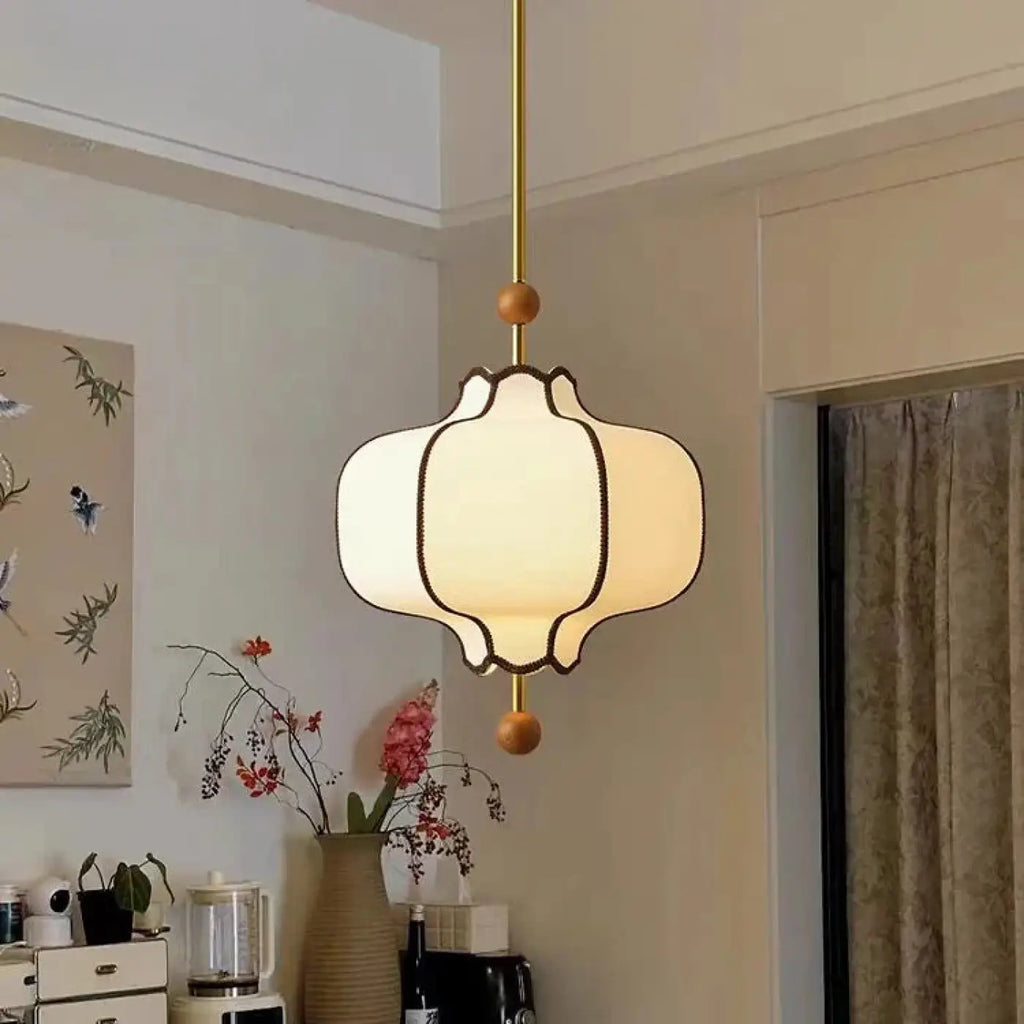 Suspension chic en tissu blanc, trois teintes de lumière