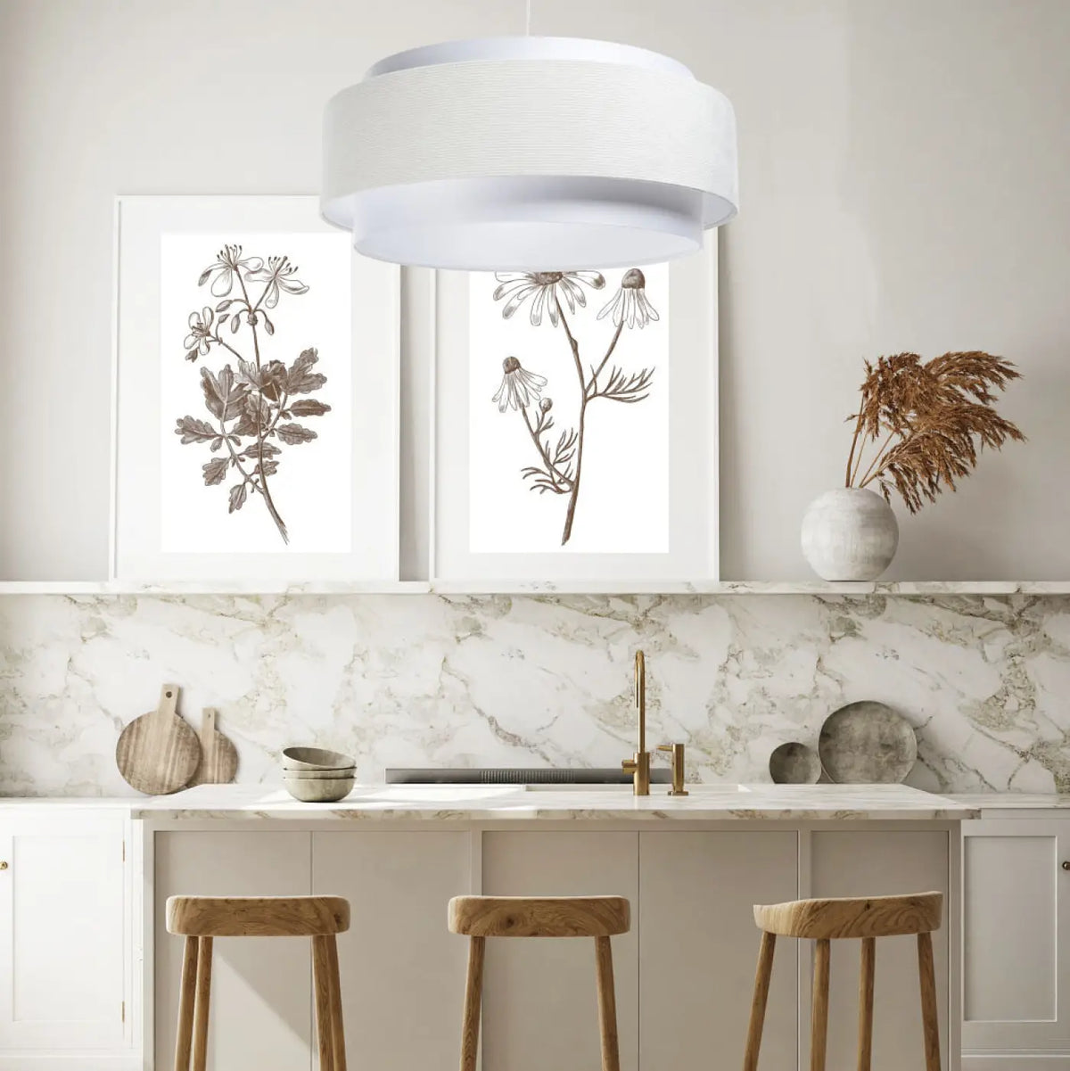 Suspension en tissu blanc et crème, style sobre