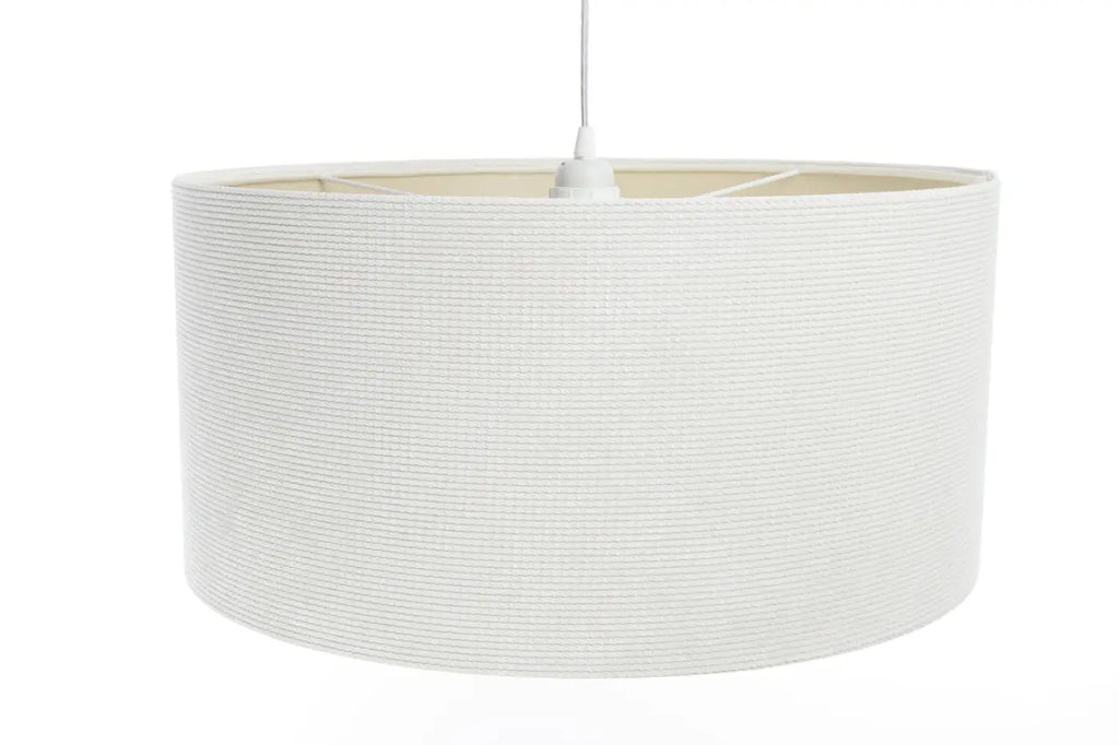 Suspension en tissu blanc crème et écru, lumière douce