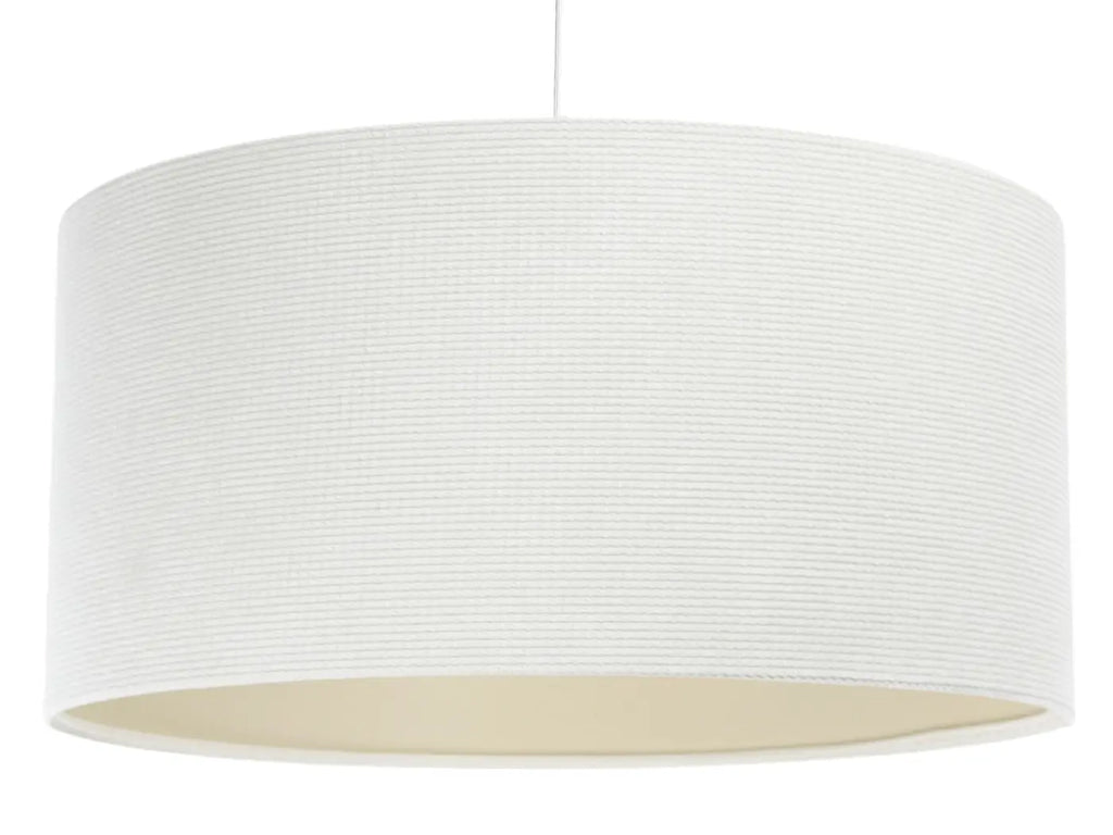 Suspension en tissu blanc crème et écru, lumière douce