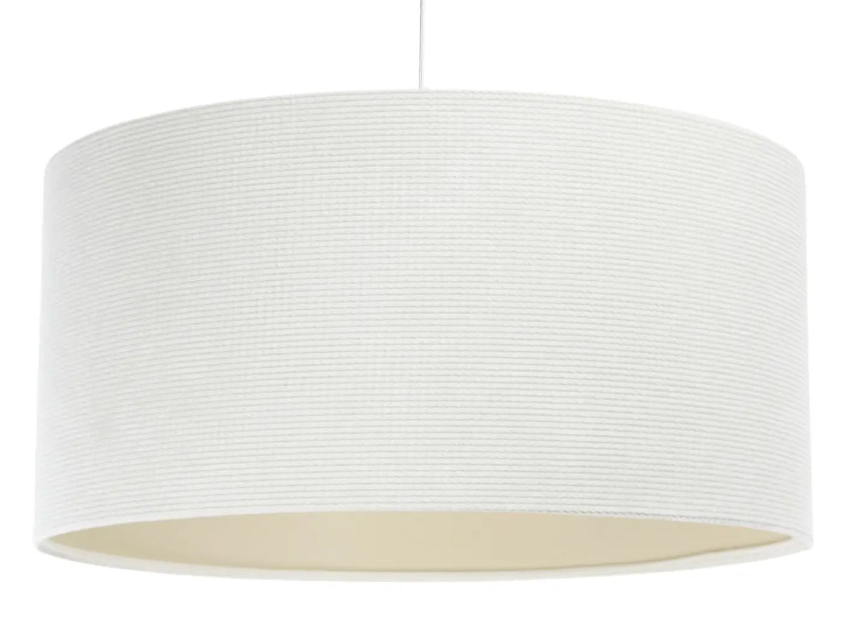 Suspension en tissu blanc crème et écru, lumière douce