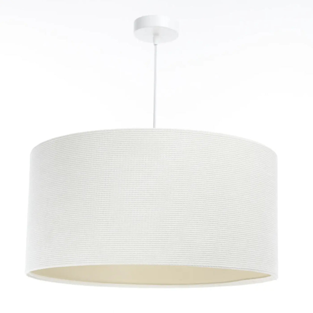 Suspension en tissu blanc crème et écru, lumière douce