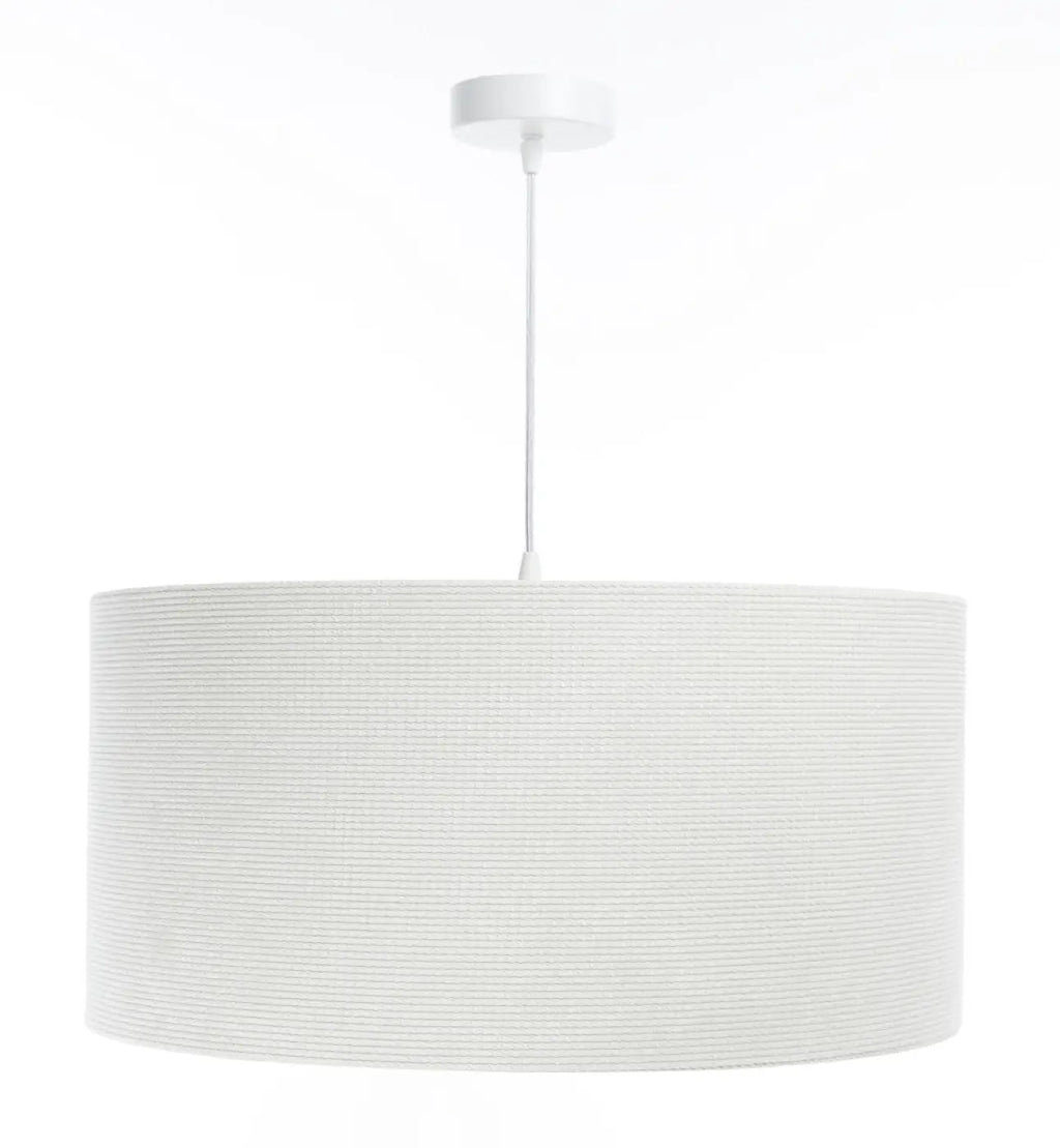 Suspension en tissu blanc crème et écru, lumière douce