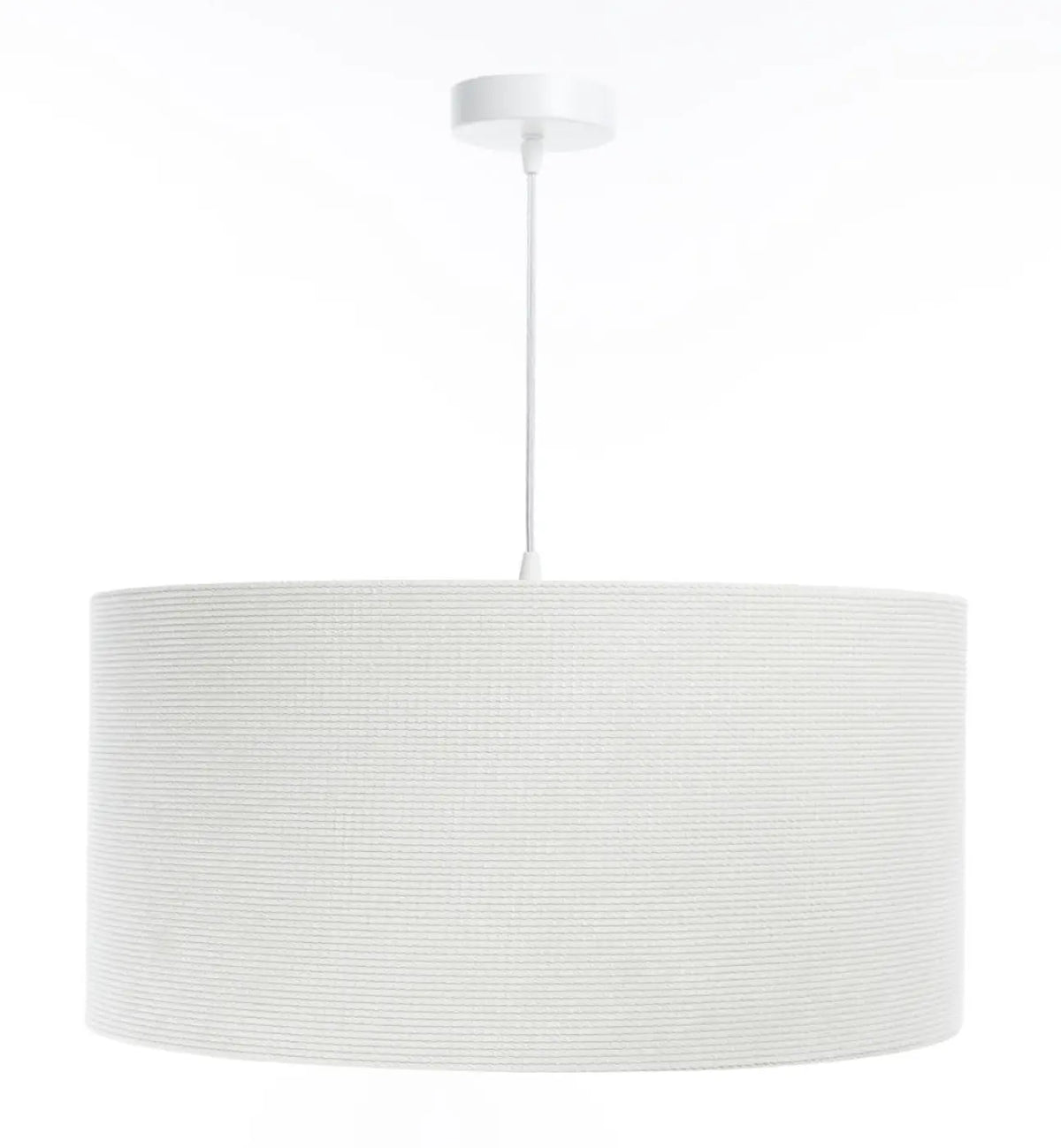Suspension en tissu blanc crème et écru, lumière douce