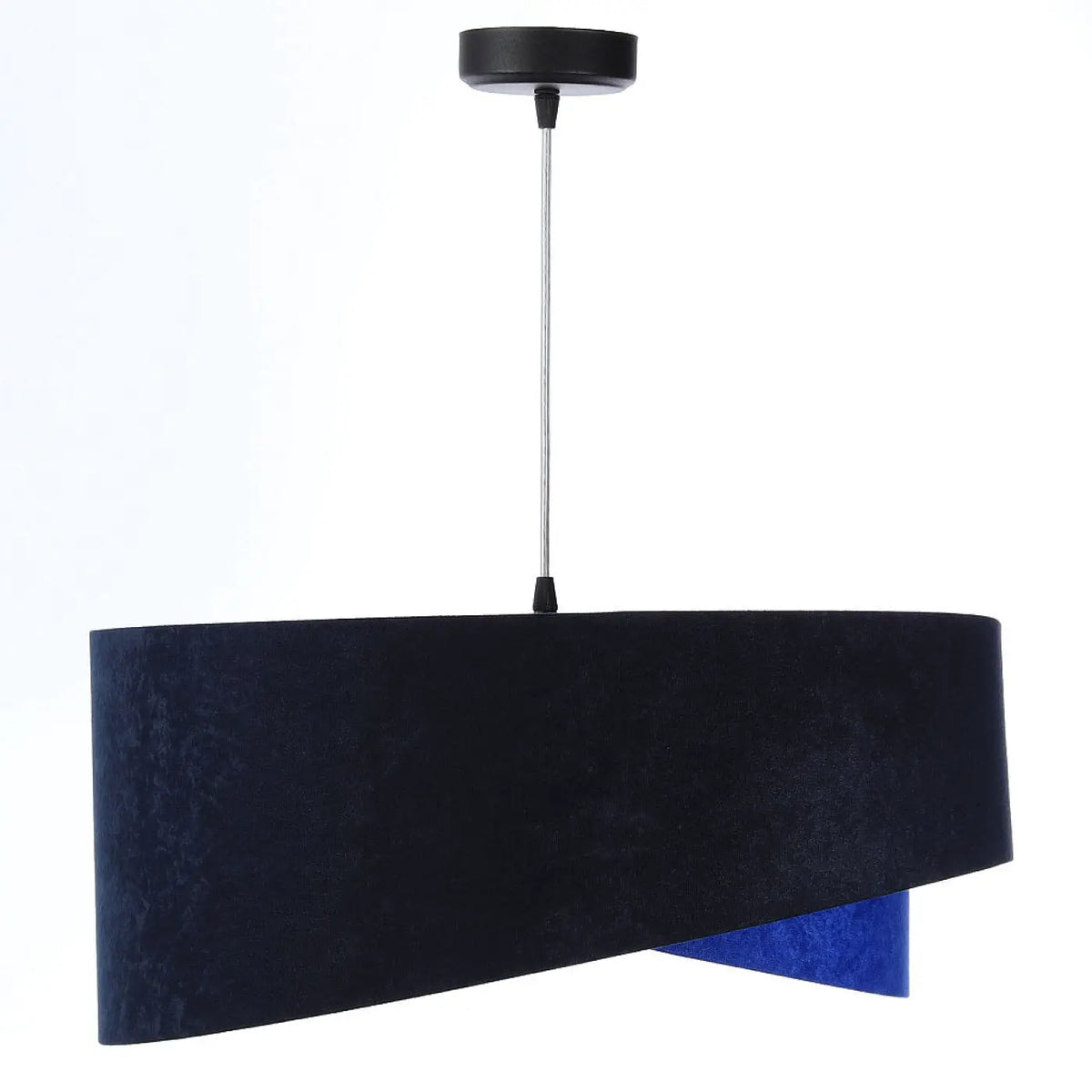 Suspension en tissu bleu marine effet velours, intérieur doré