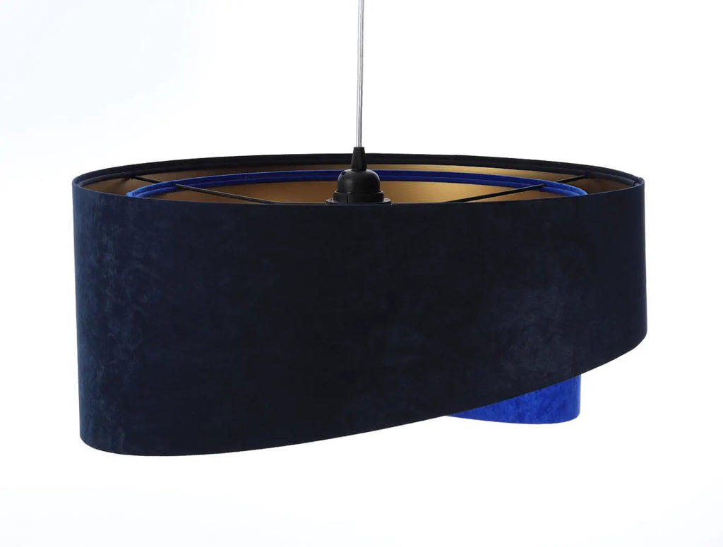 Suspension en tissu bleu marine effet velours, intérieur doré