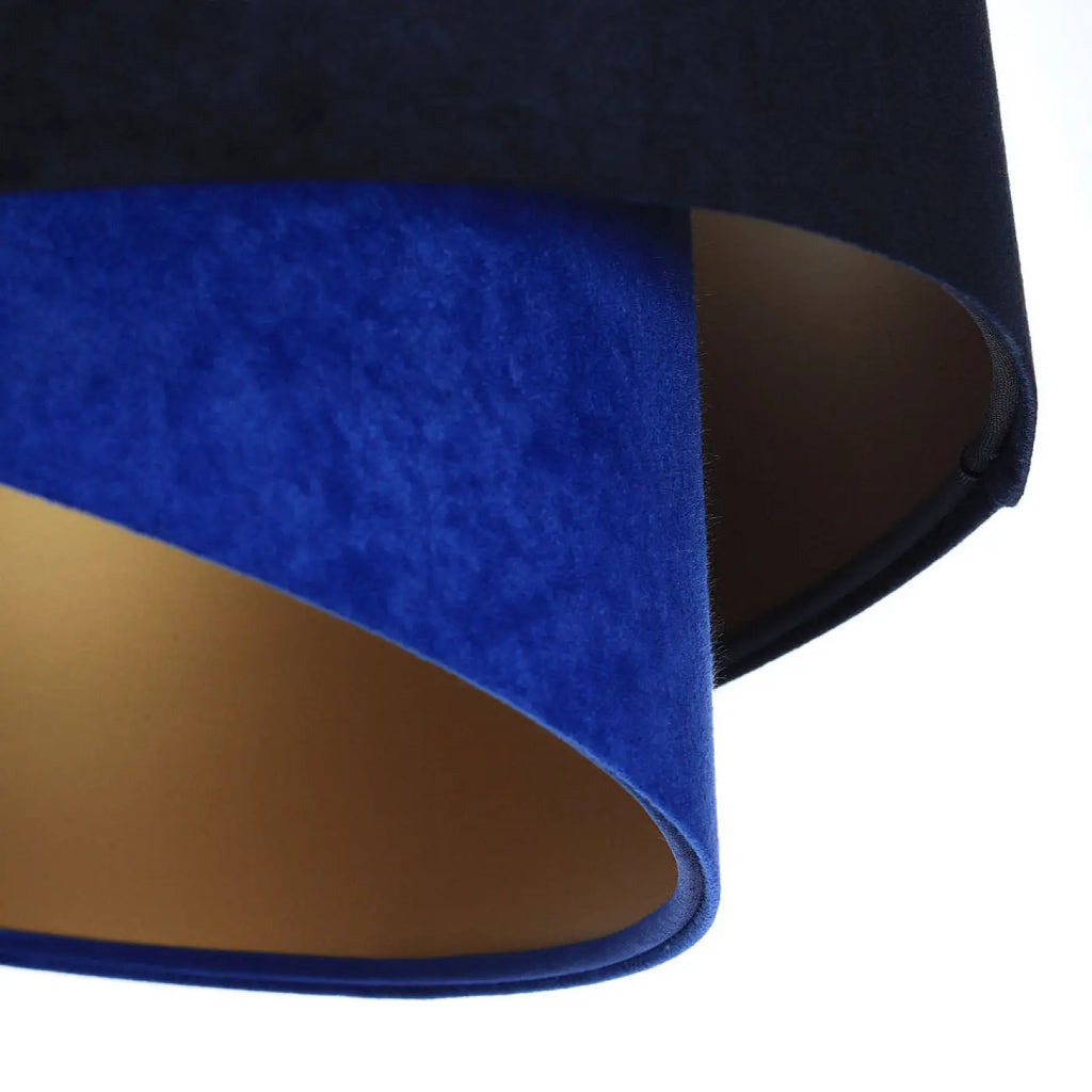 Suspension en tissu bleu marine effet velours, intérieur doré