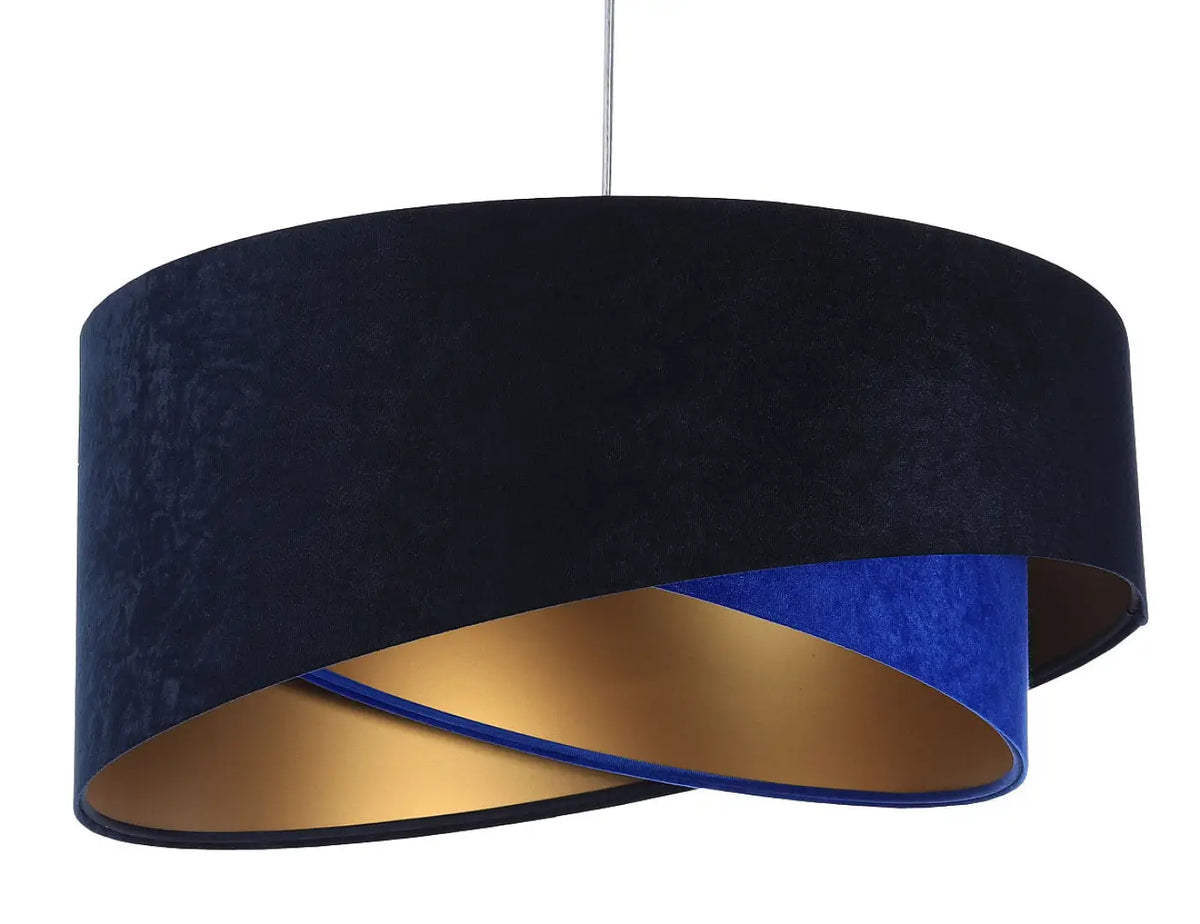 Suspension en tissu bleu marine effet velours, intérieur doré
