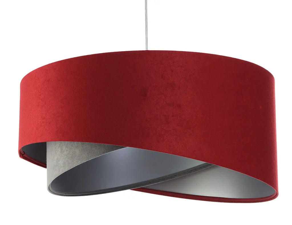 Suspension effet velours bordeaux, intérieur argenté, 50 cm