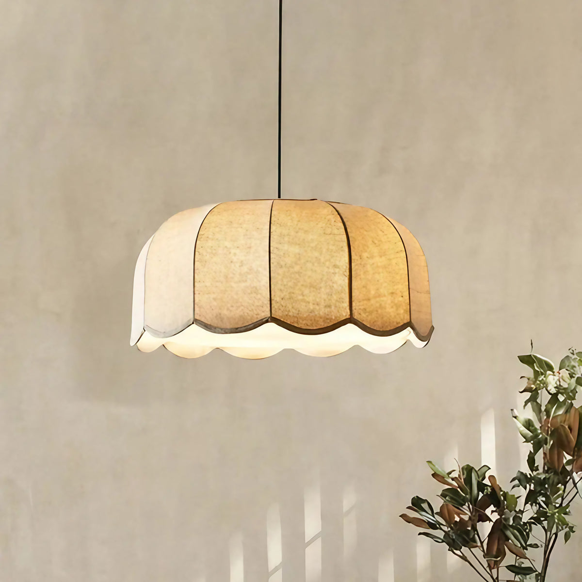 Suspension en tissu beige en forme de fleur, tailles S, M et L