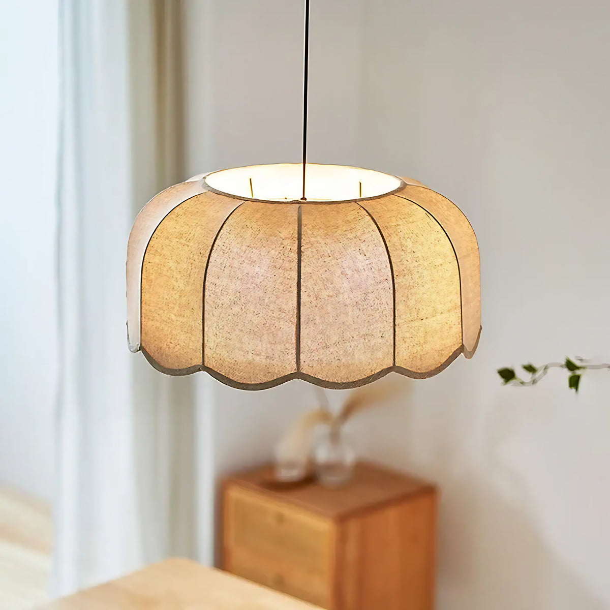 Suspension en tissu beige en forme de fleur, tailles S, M et L