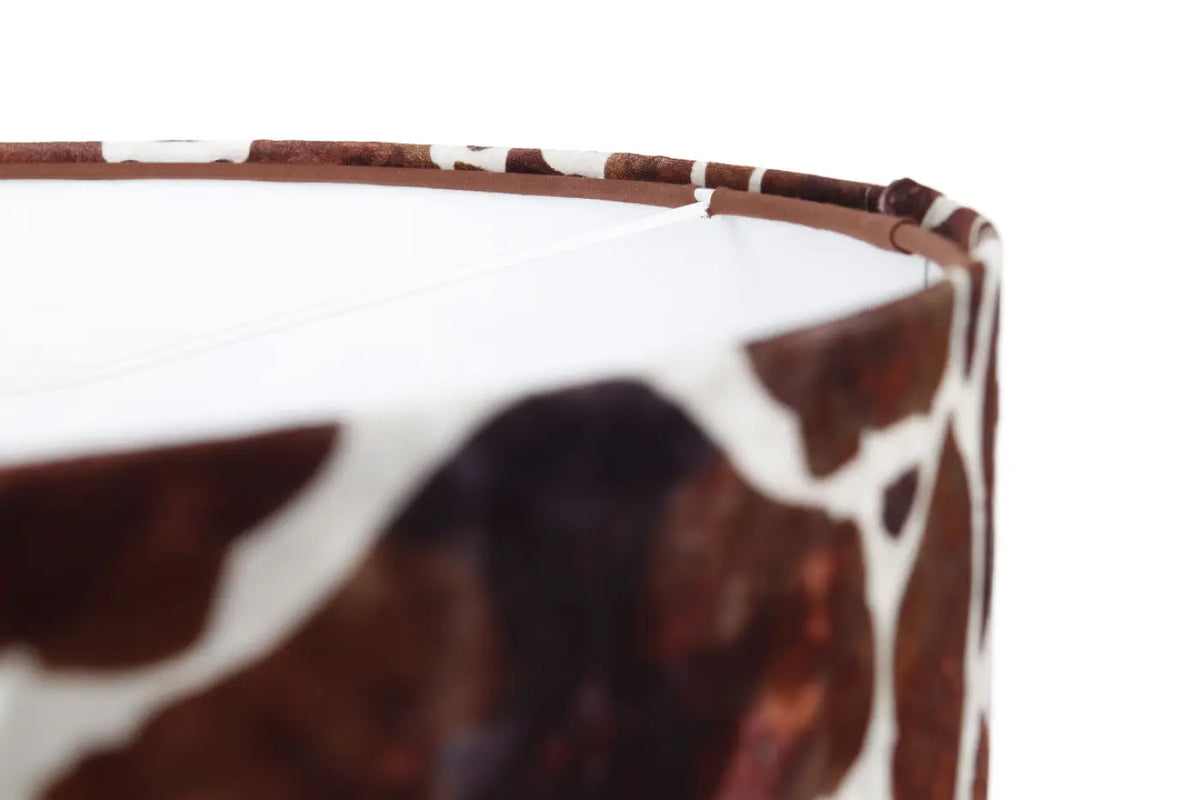 Suspension motif girafe marron et blanc, abat-jour en tissu