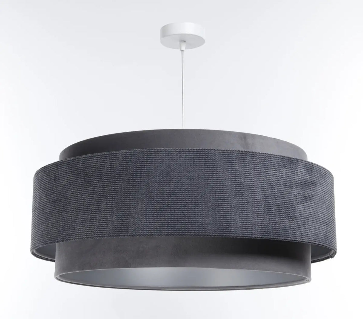 Suspension en tissu graphite et argent, style contemporain