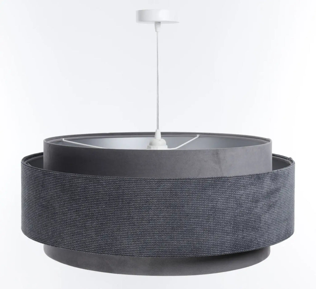 Suspension en tissu graphite et argent, style contemporain