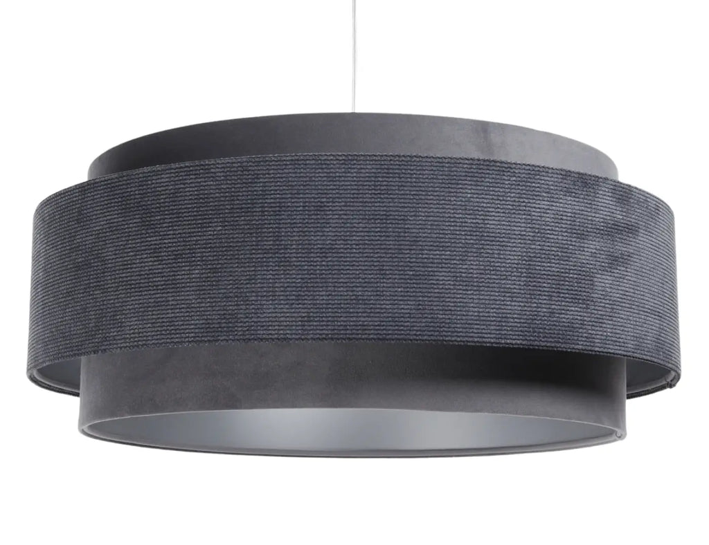 Suspension en tissu graphite et argent, style contemporain