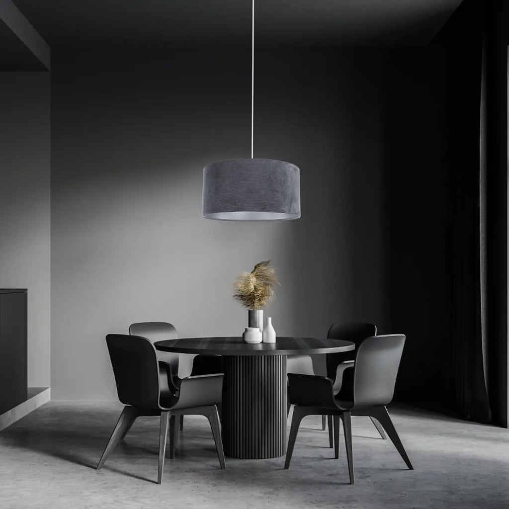 Suspension cylindre en tissu graphite, intérieur argenté, S à L