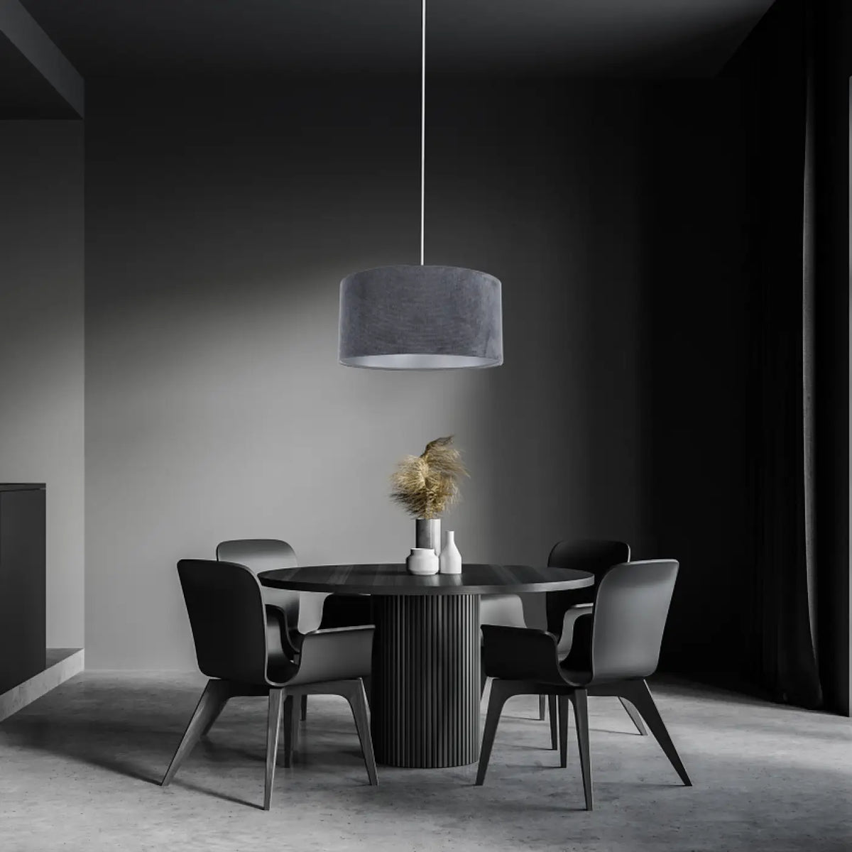 Suspension cylindre en tissu graphite, intérieur argenté, S à L