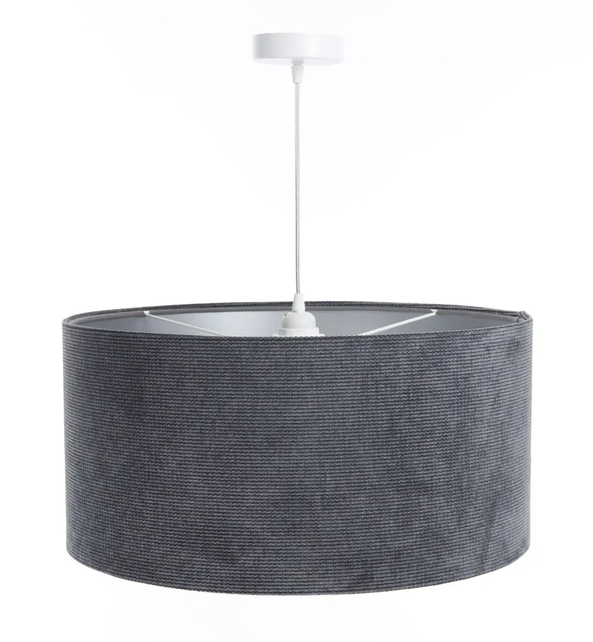 Suspension cylindre en tissu graphite, intérieur argenté, S à L