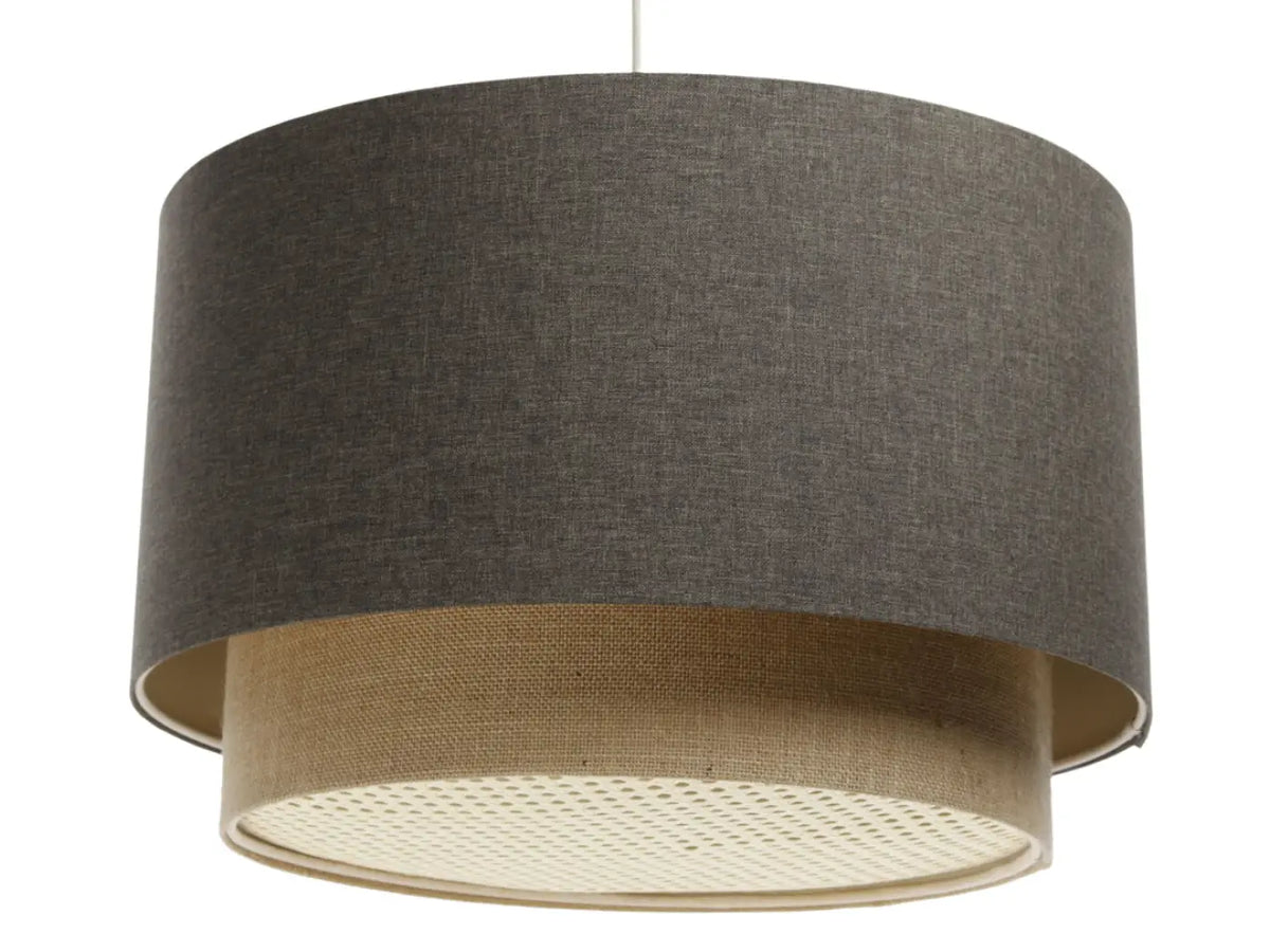 Suspension en tissu graphite et beige, tailles S, M ou L