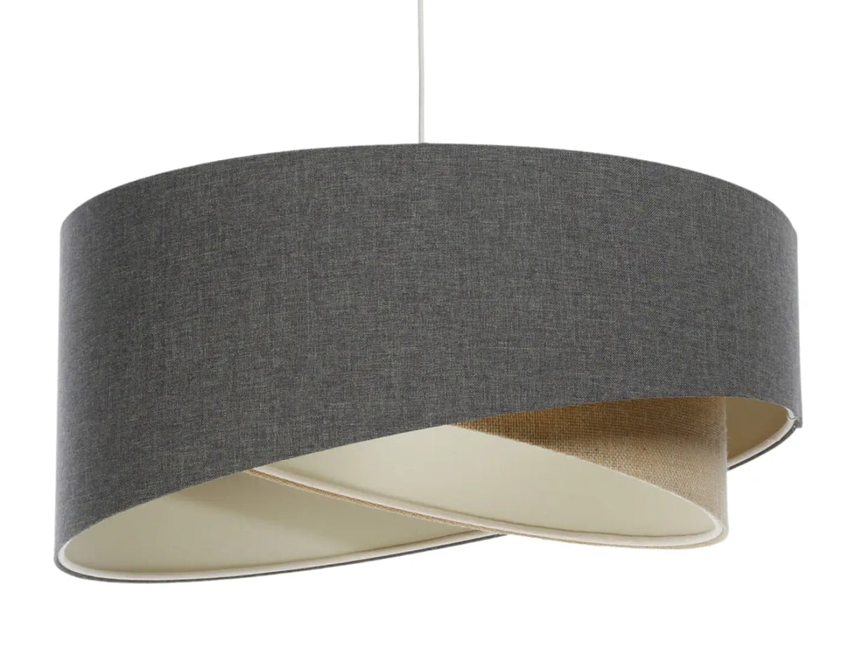 Suspension sculpturale en tissu graphite et beige, 4 tailles