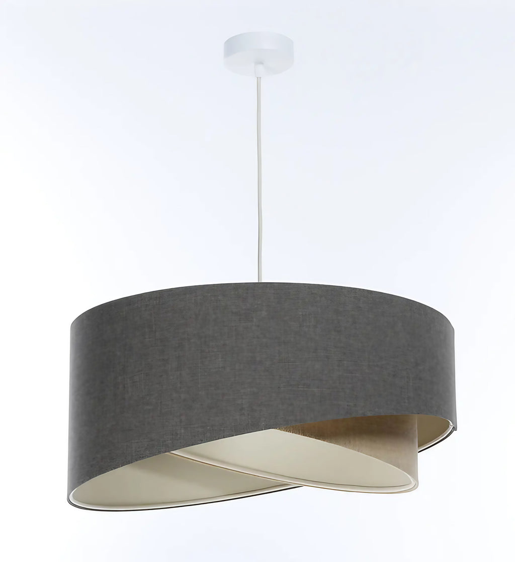 Suspension sculpturale en tissu graphite et beige, 4 tailles