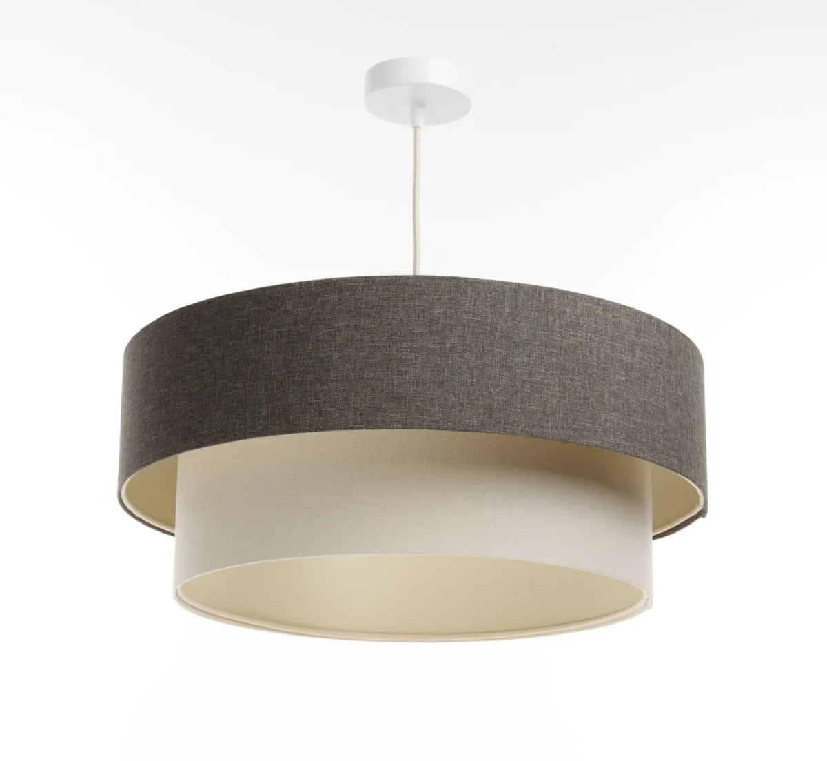 Suspension en tissu graphite et crème, forme arrondie, S, M, L