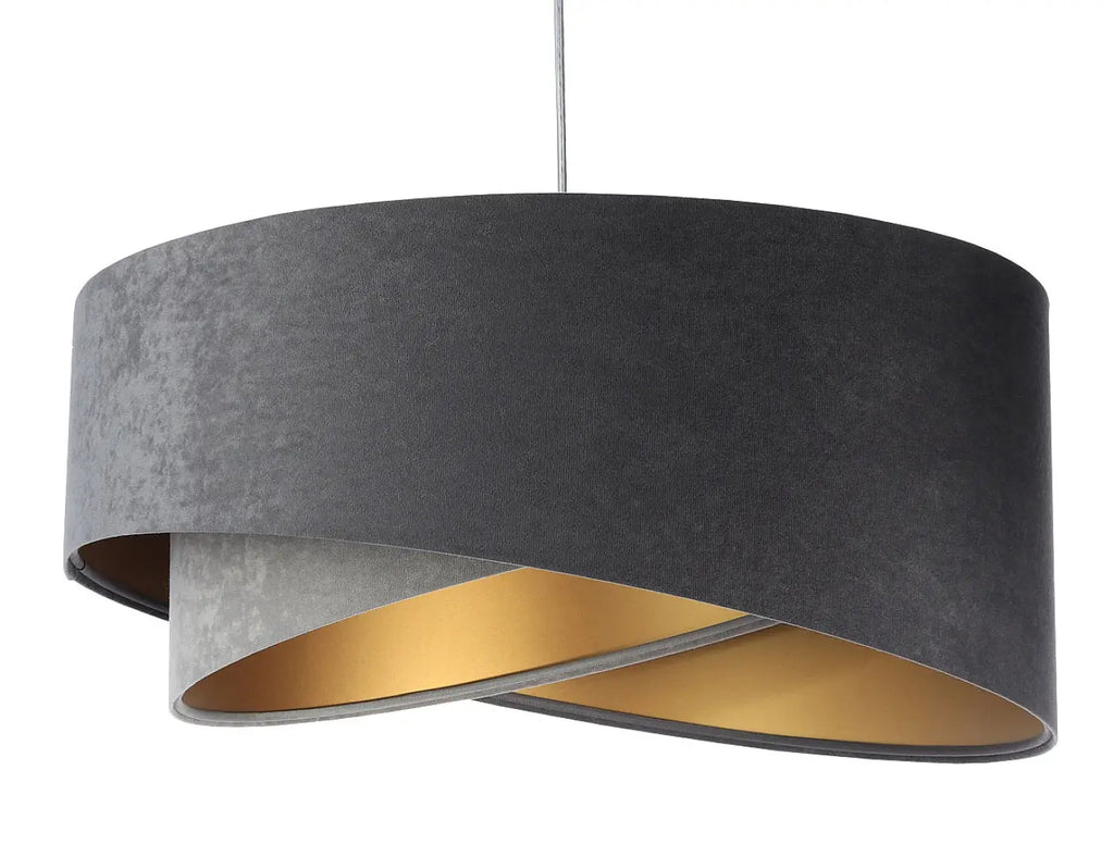 Suspension en tissu graphite effet velours, intérieur doré, 50 cm