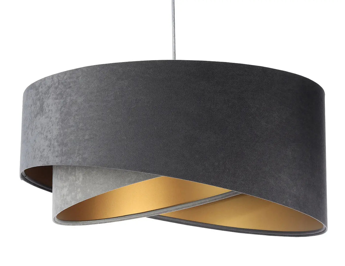 Suspension en tissu graphite effet velours, intérieur doré, 50 cm