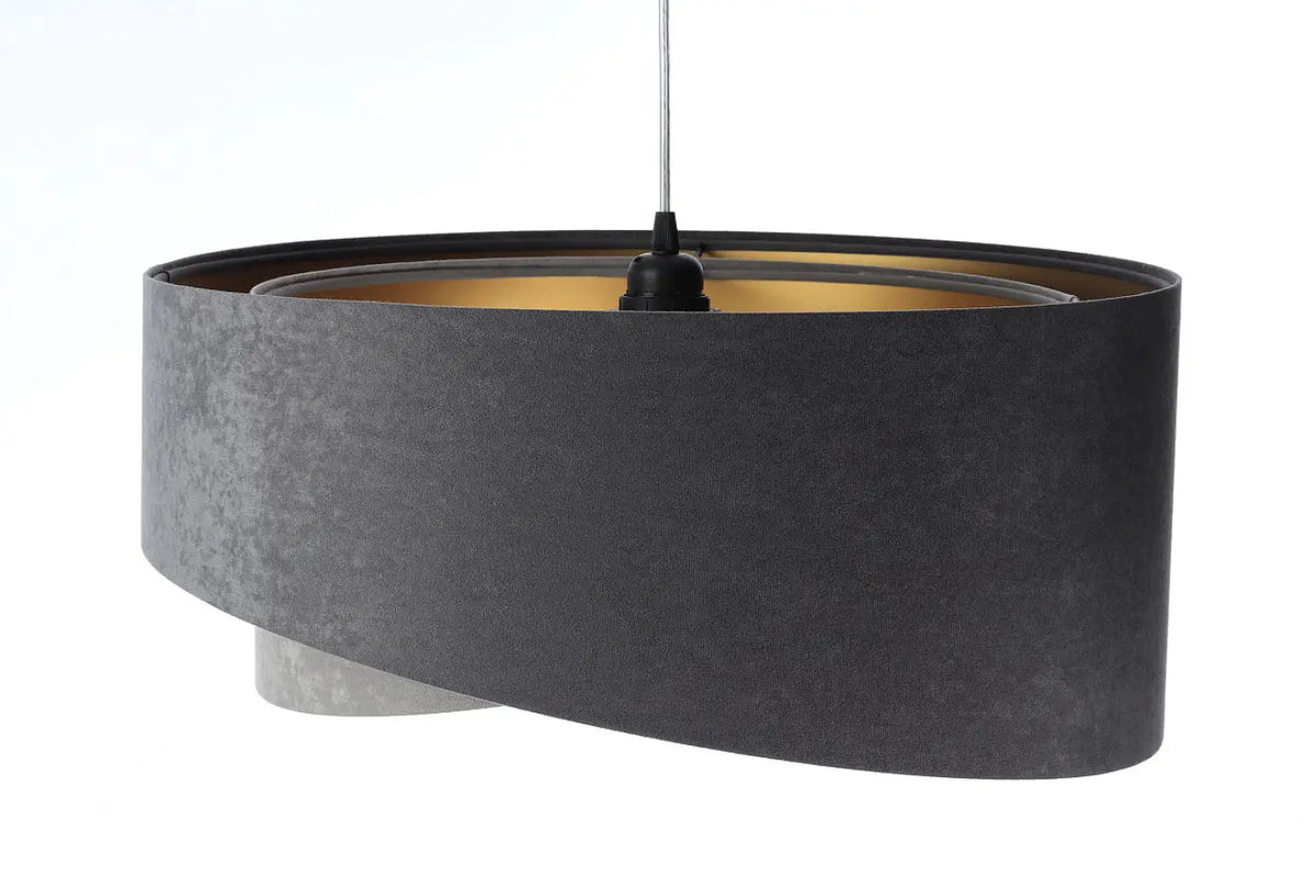 Suspension en tissu graphite effet velours, intérieur doré, 50 cm