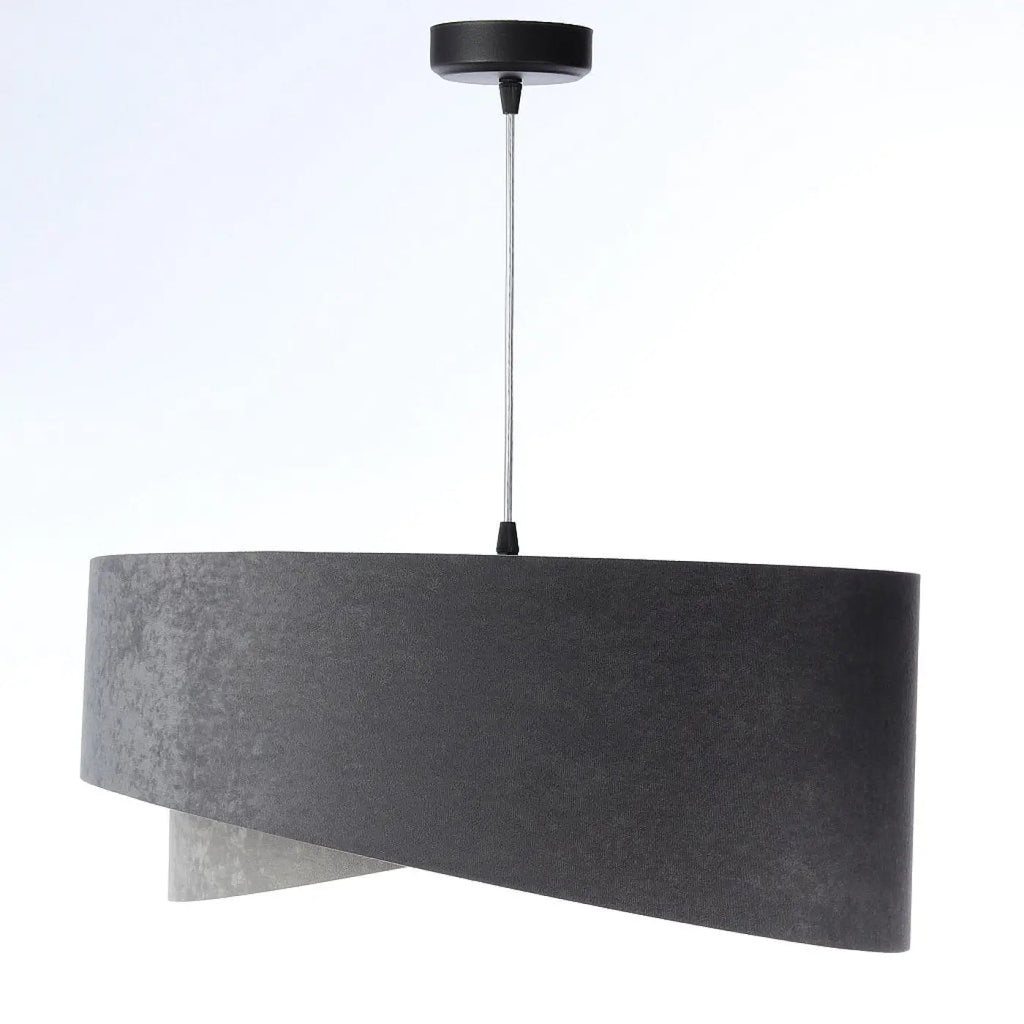 Suspension en tissu graphite effet velours, intérieur doré, 50 cm