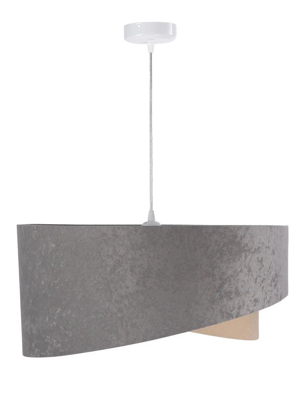 Suspension en tissu gris et beige effet velours, intérieur argenté