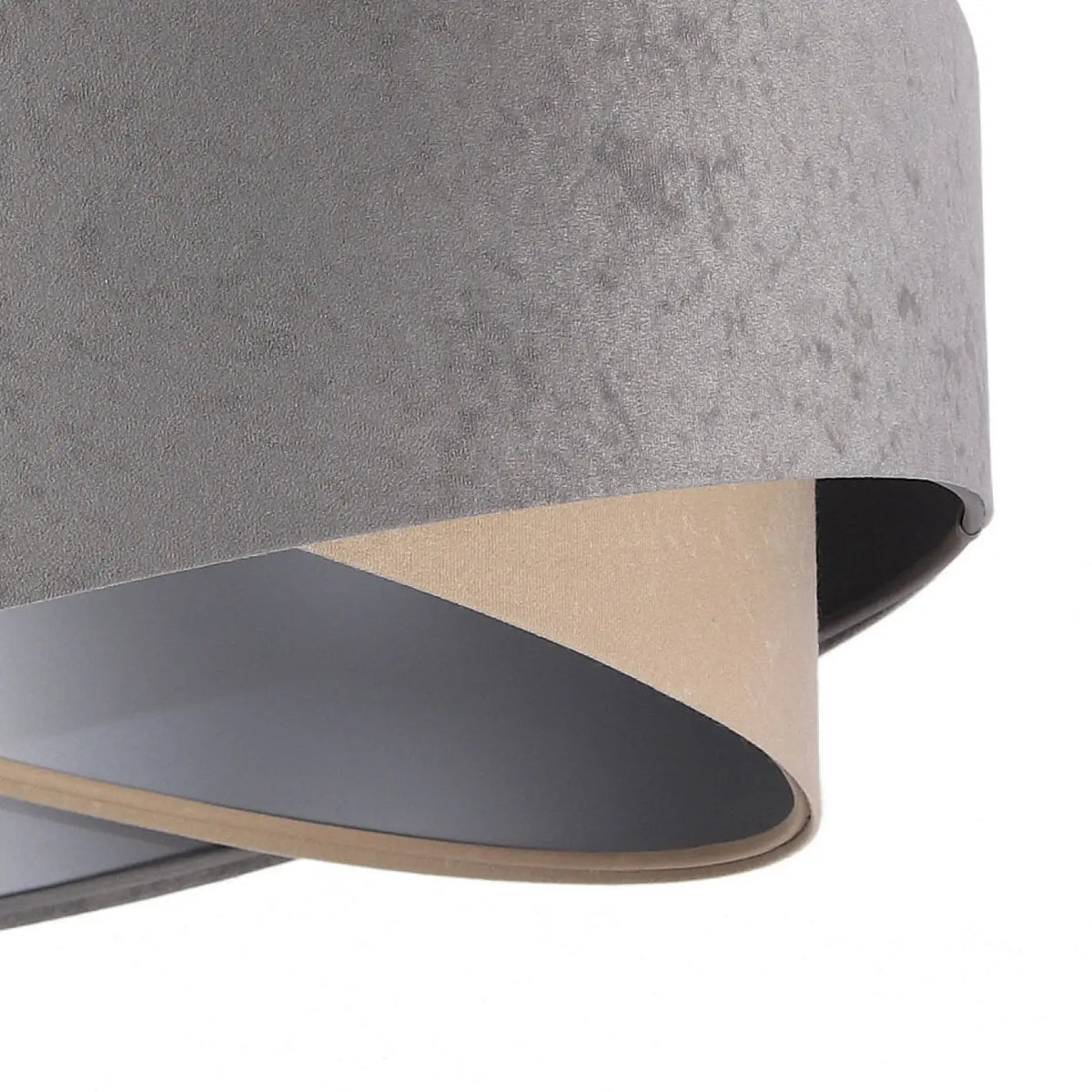 Suspension en tissu gris et beige effet velours, intérieur argenté