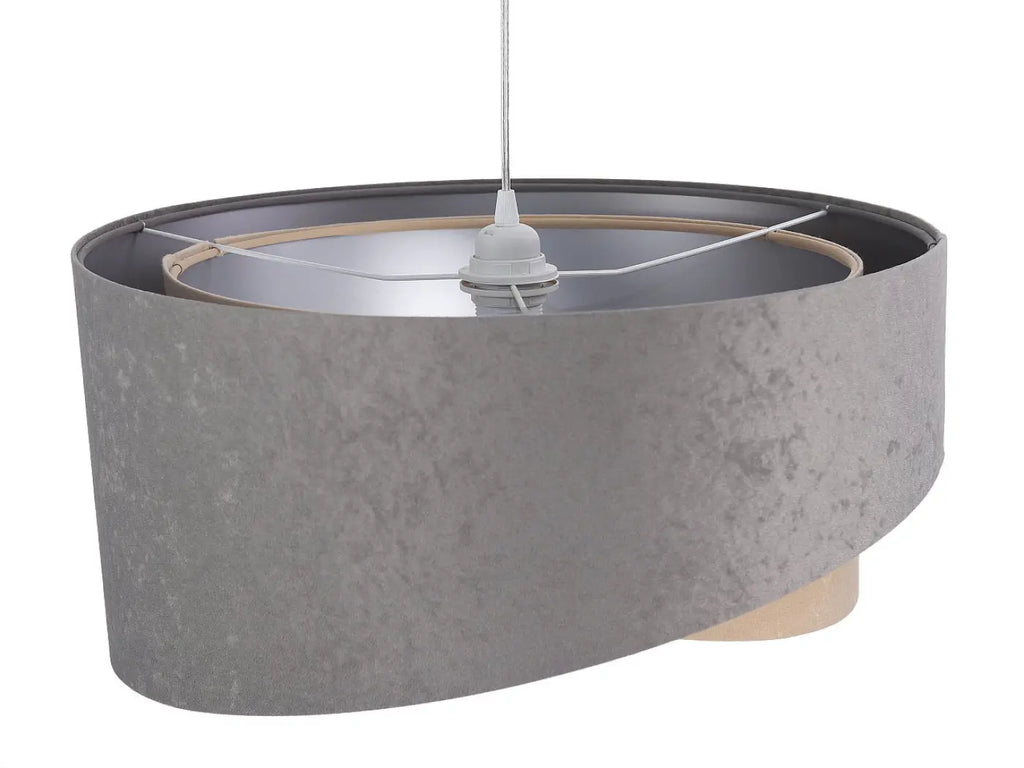 Suspension en tissu gris et beige effet velours, intérieur argenté