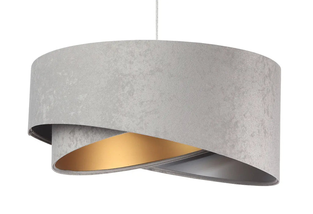 Suspension en tissu gris clair effet velours, intérieur doré, 50 cm