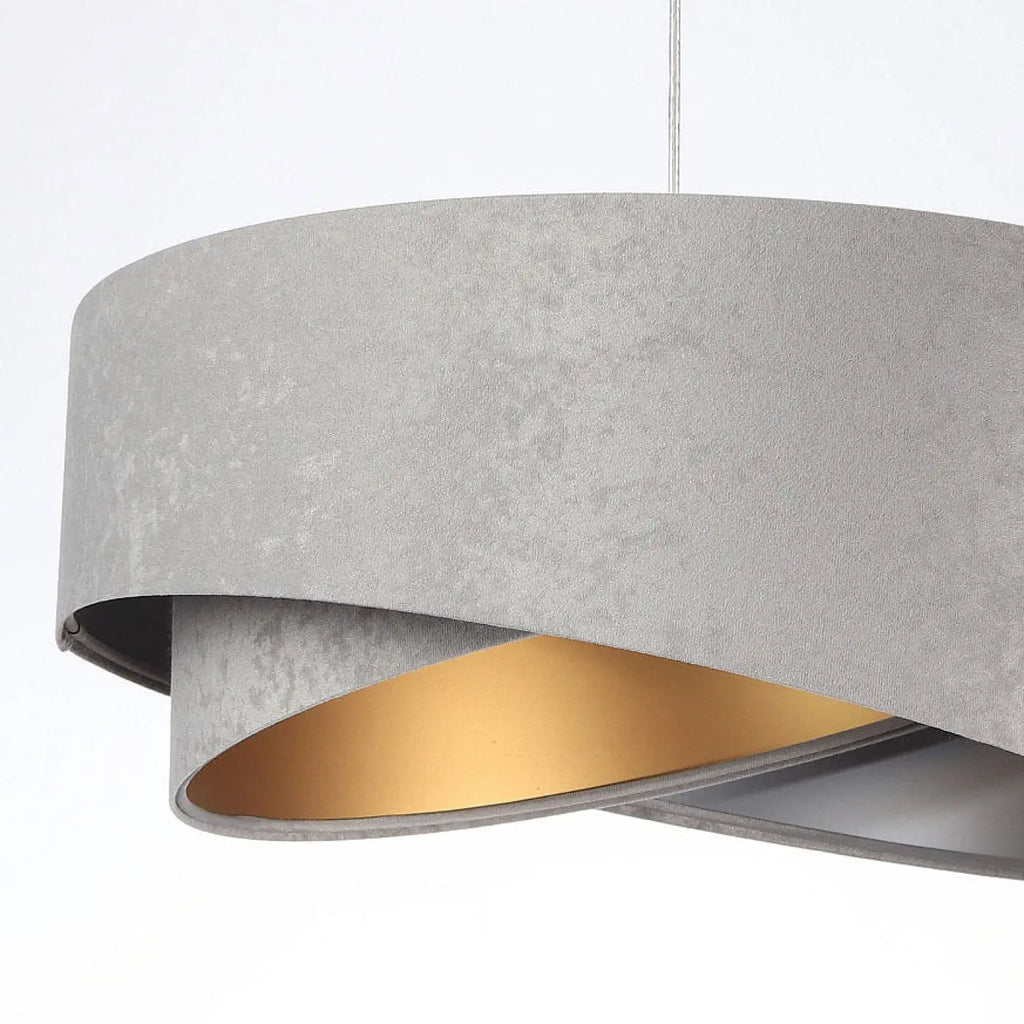 Suspension en tissu gris clair effet velours, intérieur doré, 50 cm