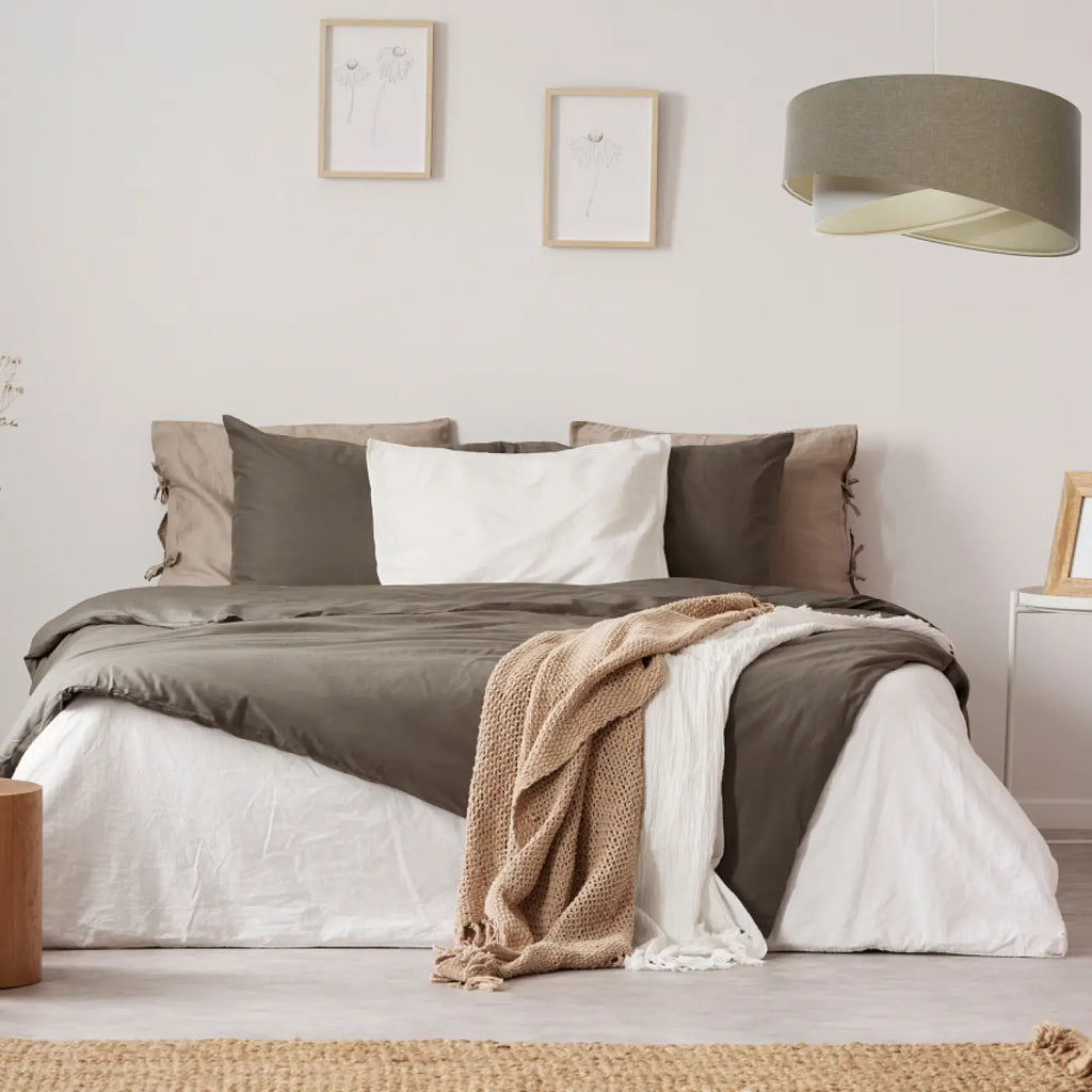 Suspension en tissu gris marron et crème, jeu de volumes, S à XL