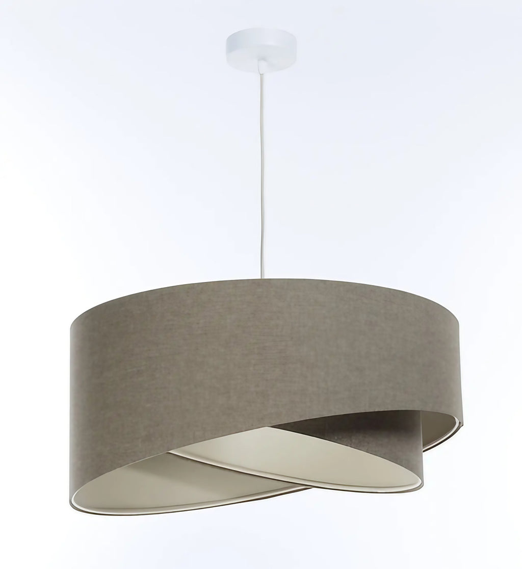 Suspension en tissu gris marron et écru, design sculptural, S à XL