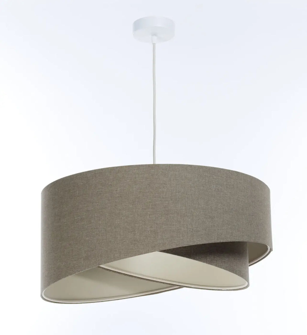 Suspension en tissu gris marron et écru, design sculptural, S à XL