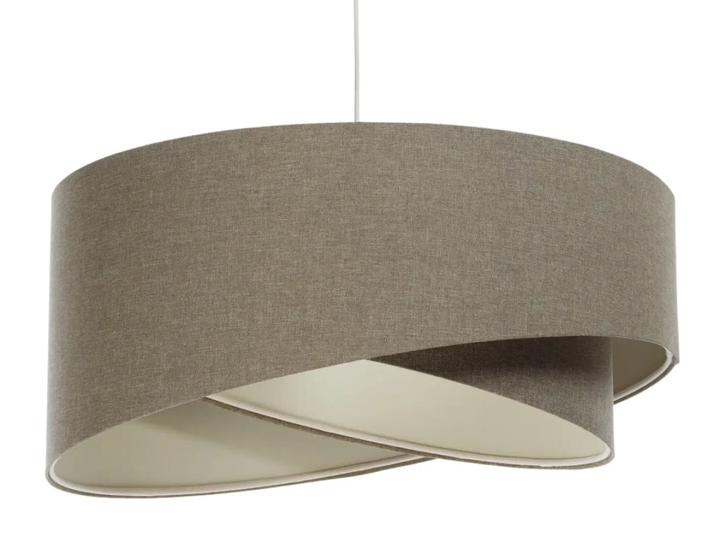 Suspension en tissu gris marron et écru, design sculptural, S à XL