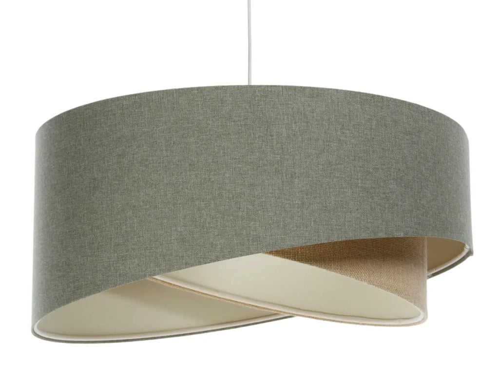 Suspension sculpturale en tissu gris vert et beige, tailles S à XL
