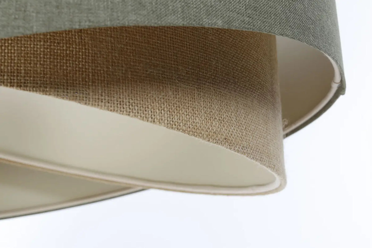 Suspension sculpturale en tissu gris vert et beige, tailles S à XL